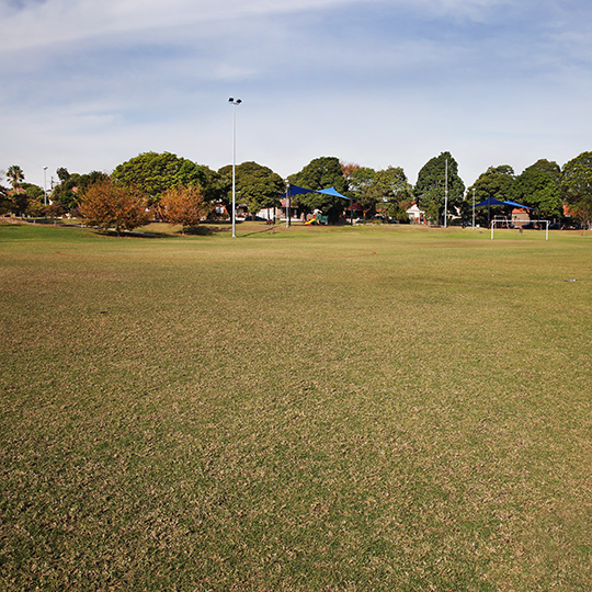 Algie Park soccer field and view of playground